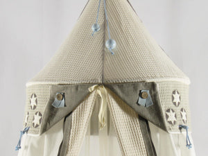 Klamboe "Florence" naturel/lichtblauw