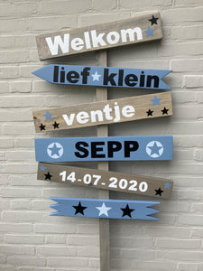 Geboortebord "Bern" Sepp old blue