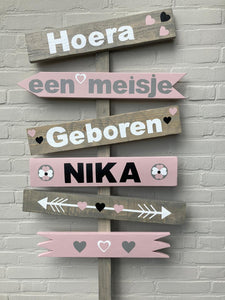 Geboortebord "Bern" Nika old pink