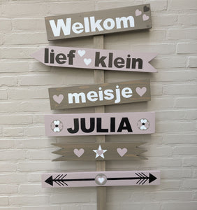 Geboortebord "Bern" Julia misty pink