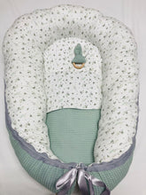 Afbeelding in Gallery-weergave laden, Babynestje &quot;Bremen&quot; dubbelzijdig misty saffier
