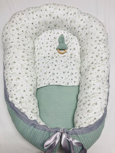 Babynestje "Bremen" dubbelzijdig misty saffier