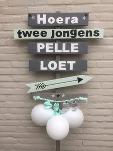 Geboortebord "Bern" Stoer tweeling Pelle-Loet